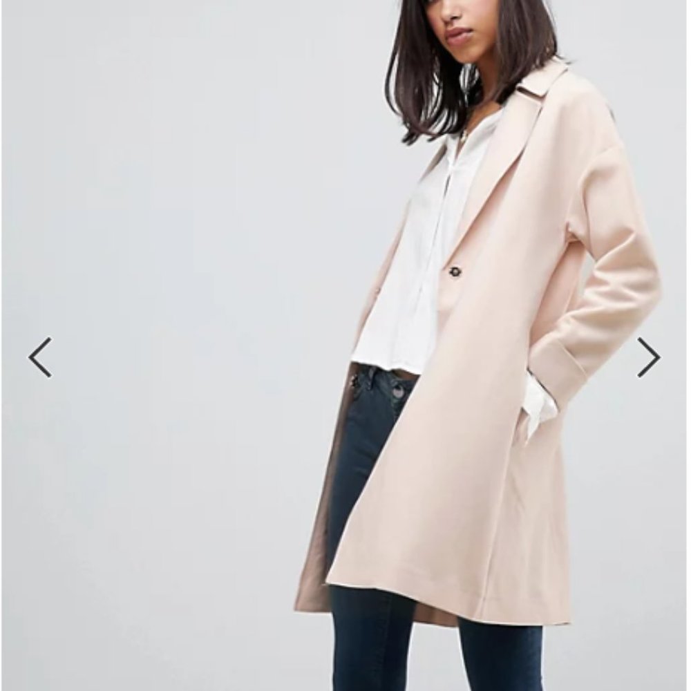 ASOS DESIGN crepe boyfriend coat in light pink